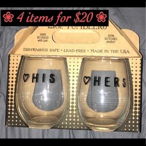 4/$20 His & Her’s wine 21oz tumblers.